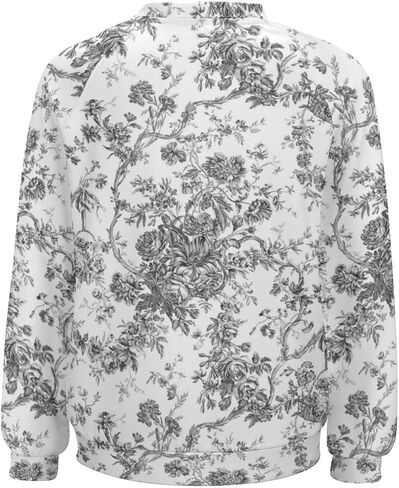 سترة JITUIHOM أنيقة كلاسيكية منقوشة بالزهور باللون الرمادي ورقبة دائرية، كلاسيكية بأكمام طويلة، مناسبة للارتداء اليومي في المكتب والمنزل S in Kuwait