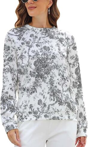 سترة JITUIHOM أنيقة كلاسيكية منقوشة بالزهور باللون الرمادي ورقبة دائرية، كلاسيكية بأكمام طويلة، مناسبة للارتداء اليومي في المكتب والمنزل S in Kuwait