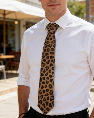 Leopard Necktie for Women Men, 2.8 Inch Wide Skinny Novelty Animal Print Cheetah Tie for Party Business Wedding Party Casual Fashion in Kuwait