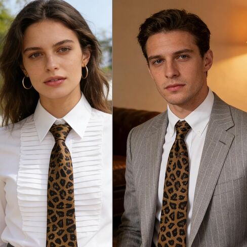 Leopard Necktie for Women Men, 2.8 Inch Wide Skinny Novelty Animal Print Cheetah Tie for Party Business Wedding Party Casual Fashion in Kuwait