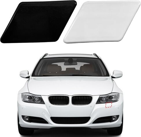 TOPUS Front Bumper Headlight Washer Nozzle Spray Cover Cap Replacements Cap for BMW E90 E91 320i 325i 330i 328i 2009-2012 61677211209 61677211210(Withe, Left Driver Side) in Kuwait