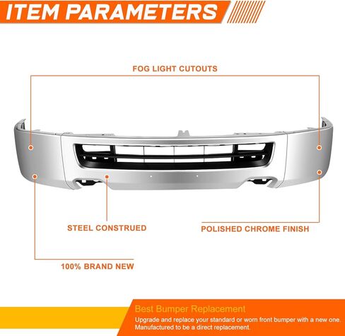 PM PERFORMOTOR Front Bumper Face Bar Replacement Compatible with 2012-2021 Nissan NV1500 NV2500 NV3500, with Fog Light Cutouts, Polished Chrome in Saudi Arabia