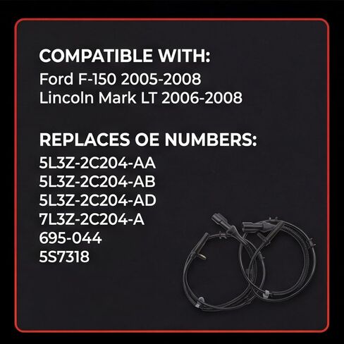 ABS Wheel Speed Sensor 5L3Z-2C204-AA Compatible with Ford F-150 2005-2008 Lincoln Mark LT 2006-2008 Replaces 5L3Z-2C204-AD BRAB-172 BRAB-190 7L3Z-2C204-A 695-044 5S7318 2-pc in Saudi Arabia