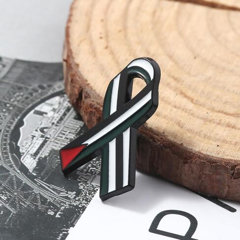 2PCS Free Palestine Enamel Pin Set – Keffiyeh Heart & Ribbon Lapel Badge, Palestinian Flag Brooch Pin for Clothes Bags Accessories in Saudi Arabia