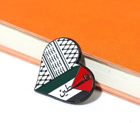 2PCS Free Palestine Enamel Pin Set – Keffiyeh Heart & Ribbon Lapel Badge, Palestinian Flag Brooch Pin for Clothes Bags Accessories in Saudi Arabia