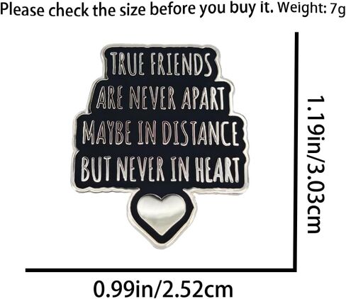 دبوس المينا، الأصدقاء الحقيقيون لا يتباعدون أبدًا ربما على مسافة ولكن ليس في القلب دبوس طية صدر السترة، شارة اقتباس الصداقة، هدية للأصدقاء والعائلة والمراهقين DIY ديكور حقائب قماشية وسترة حقيبة ظهر in Kuwait