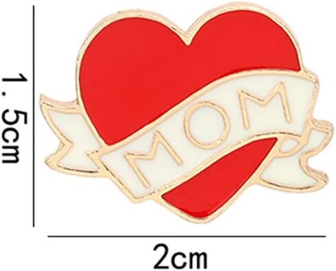 LUOZZY 12 pcs Gift for Mom, Heart Pins Red Enamel Heart Brooch with MOM Word Love Pin Clothing Brooch for Birthday Mothers Day in Saudi Arabia