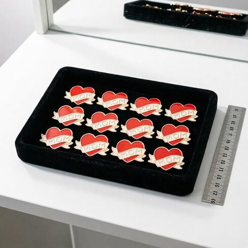 LUOZZY 12 pcs Gift for Mom, Heart Pins Red Enamel Heart Brooch with MOM Word Love Pin Clothing Brooch for Birthday Mothers Day in Saudi Arabia