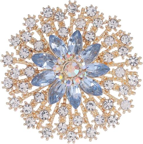 Rhinestone Flower Brooch Pin for Women Sparkling Large Crystal Flower Broach Snowflake Brooch Pins Lapel Pins Christmas Wedding Party Dance Banquet Dress Hat Bag Accessories Jewelry for Women in Kuwait