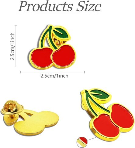 Cherry Lapel Pins 12/24/50/100Pcs Cute Red Fruit Lapel Pin Back to School Brooch Student Enamel Lapel Pin Backpack Scarf Hat Bag Decoration Girls Women in Kuwait
