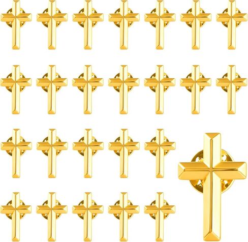 25 حزمة من دبابيس التلبيب الصغيرة المتقاطعة، دبوس متقاطع من سبيكة ذهبية دينية مسيحية لصلاة الكنيسة الجنازة، دبابيس طية صدر معدنية كبيرة الحجم in Kuwait