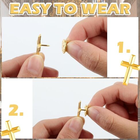 25 حزمة من دبابيس التلبيب الصغيرة المتقاطعة، دبوس متقاطع من سبيكة ذهبية دينية مسيحية لصلاة الكنيسة الجنازة، دبابيس طية صدر معدنية كبيرة الحجم in Kuwait