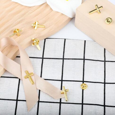 25 حزمة من دبابيس التلبيب الصغيرة المتقاطعة، دبوس متقاطع من سبيكة ذهبية دينية مسيحية لصلاة الكنيسة الجنازة، دبابيس طية صدر معدنية كبيرة الحجم in Kuwait