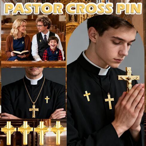 25 حزمة من دبابيس التلبيب الصغيرة المتقاطعة، دبوس متقاطع من سبيكة ذهبية دينية مسيحية لصلاة الكنيسة الجنازة، دبابيس طية صدر معدنية كبيرة الحجم in Kuwait