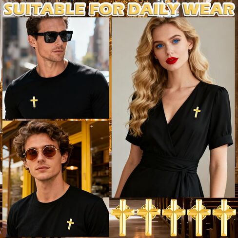 25 حزمة من دبابيس التلبيب الصغيرة المتقاطعة، دبوس متقاطع من سبيكة ذهبية دينية مسيحية لصلاة الكنيسة الجنازة، دبابيس طية صدر معدنية كبيرة الحجم in Kuwait