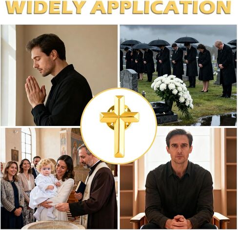 25 حزمة من دبابيس التلبيب الصغيرة المتقاطعة، دبوس متقاطع من سبيكة ذهبية دينية مسيحية لصلاة الكنيسة الجنازة، دبابيس طية صدر معدنية كبيرة الحجم in Kuwait