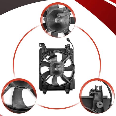 PartsFlow A/C Condenser Cooling Fan for 2001 2002 2003 2004 2005 2006 Hyundai Elantra 620-813 in Saudi Arabia