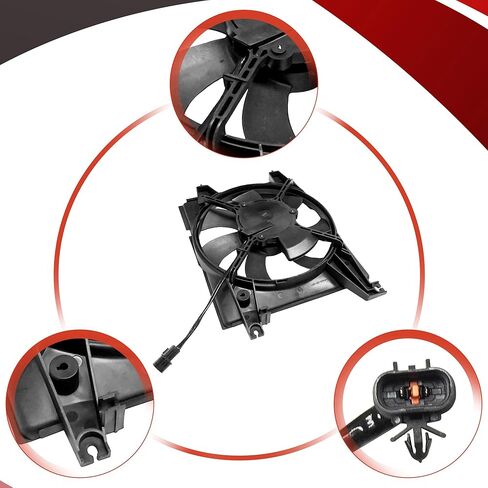 PartsFlow A/C Condenser Cooling Fan for 2001 2002 2003 2004 2005 2006 Hyundai Elantra 620-813 in Saudi Arabia