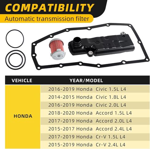 Transmission Filter Oil Pan Gasket Kit, Compatible with Honda CR-V CRV 2015-2019, Civic 2016-2021, Accord 2015-2020, Replaces 21814RJ2003, 254205LJ003 in Kuwait