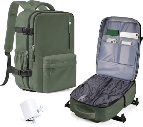 حقيبة ظهر بختم فراغ للسفر مع مضخة هواء مضغوطة، حقيبة نهارية، منتج شخصي يمكن حمله على متن الطائرة، حقيبة كمبيوتر محمول موفر للمساحة، تخزين مع نظام فراغ، حقيبة سفر للنساء والرجال، أزرق طاووس in Kuwait