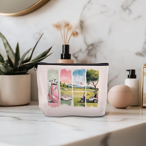 Golf Gifts for Women — Gifts for Women Golfers, Preppy Golf Makeup Bag Cosmetic Bag Makeup Zipper Pouch in Saudi Arabia