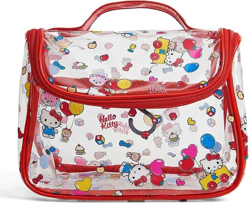 Cute Makeup Bag, Cartoon Toiletry Bag, Transparent Makeuo Bag, Handheld Zippered Travel Cosmetic Bag, The Best Gifts for Women (Red) in Saudi Arabia