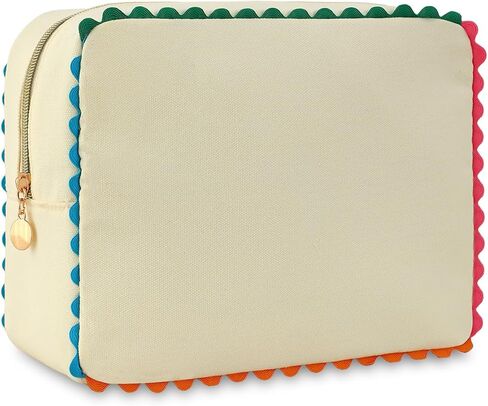 حقيبة مكياج من القماش للنساء، حقيبة مستحضرات تجميل لطيفة على شكل رف قوس قزح، منظم أدوات الزينة أثناء السفر، للاستخدام اليومي، الشاطئ وهدية لصديقتك in Kuwait