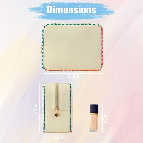 حقيبة مكياج من القماش للنساء، حقيبة مستحضرات تجميل لطيفة على شكل رف قوس قزح، منظم أدوات الزينة أثناء السفر، للاستخدام اليومي، الشاطئ وهدية لصديقتك in Kuwait