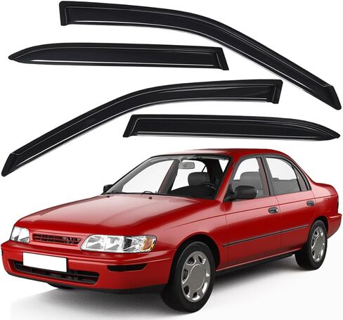 حاجب نافذة تهوية أوتوماتيكية للتركيب الخارجي متين للغاية من Lightronic، يناسب 1998-2002 Toyota Corolla Sedan وChevrolet Prizm، واقي المطر للحماية من الأشعة فوق البنفسجية، عاكس الرياح الأصلي للدخان، تثبيت بدون حفر، 4 قطع in Saudi Arabia