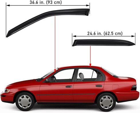 حاجب نافذة تهوية أوتوماتيكية للتركيب الخارجي متين للغاية من Lightronic، يناسب 1998-2002 Toyota Corolla Sedan وChevrolet Prizm، واقي المطر للحماية من الأشعة فوق البنفسجية، عاكس الرياح الأصلي للدخان، تثبيت بدون حفر، 4 قطع in Saudi Arabia