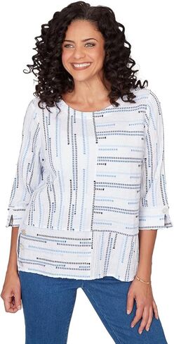 Alfred Dunner Classic 26 Women's Spliced Jacquard Stripe Top in Saudi Arabia