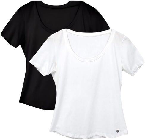 Womens Organic T Shirt | Fair Trade Scoop Neck Tee | Certified Organic 100% Cotton Shirt | Eco Friendly | Black/White in Kuwait