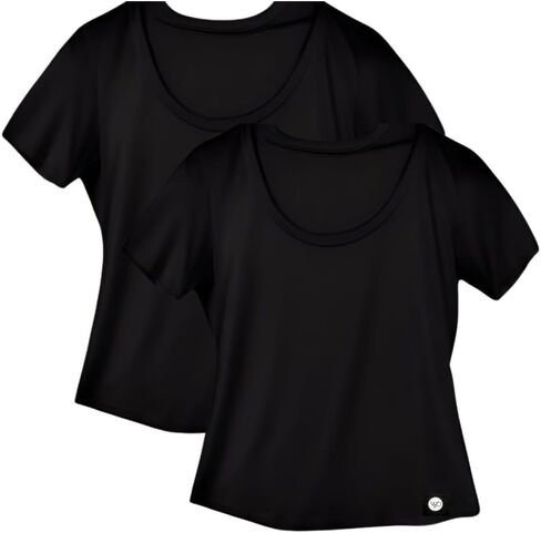 Womens Organic T Shirt | Fair Trade Scoop Neck Tee | Certified Organic 100% Cotton Shirt | Eco Friendly | Black/White in Kuwait