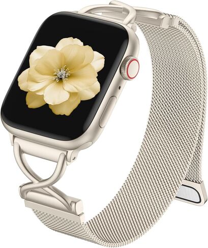 حزام معدني Dirrelo متوافق مع أساور ساعة Apple للنساء 40 مم 41 مم 38 مم 44 مم 45 مم 42 مم 49 مم، حزام مغناطيسي شبكي مع مشبك من الفولاذ المقاوم للصدأ على شكل X لساعة iWatch Ultra 2، سلسلة 9/8/7/6/5/4/3/2/ 1/س in Kuwait