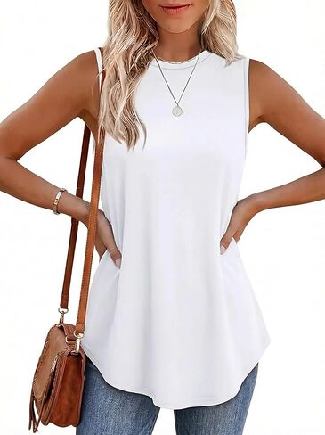Women’s Sleeveless High Neck T-Shirt, Casual Loose Tank Top, Summer Basic Solid T-Shirt, Daily Wear Comfortable in Saudi Arabia