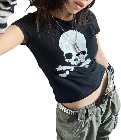 Grunge Shirt Y2k Women Graphic Gothic Short Sleeve Oversized Top Teen Girl Goth Punk Vintage Aesthetic Emo Baggy Tee in Saudi Arabia