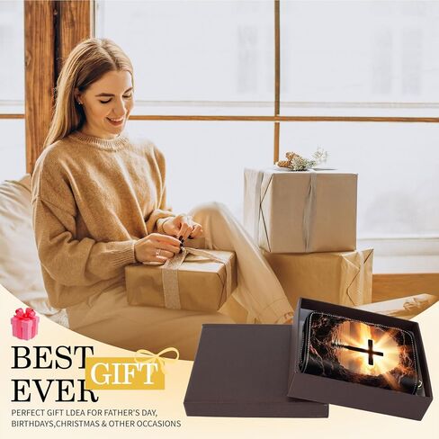 Credit Card Holder with Zipper, Slim RFID Blocking Card Wallet for Women Men Christian Cross Design PU Leather Small Accordion Card Case Wallet, ID Card Organizer, Pocket Business Card Case in Saudi Arabia