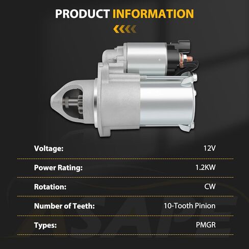 ASAPE 36100-2G100 New Starter Motor for Hyundai for Sonata 2.4L 2009-2014, for Kia for Optima 2.4L 2012-2013 | Replaces OEM 19090, 8000285, 26100-2G000, 36100-25020 | 12V 1.2KW CW 10-Tooth Pinion in Saudi Arabia