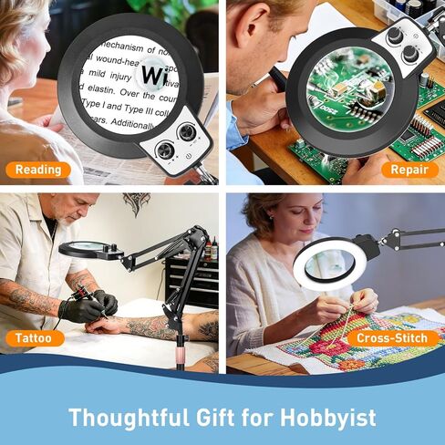 عدسة مكبرة 30X 12X من KIRKAS مع ضوء وحامل، وأوضاع ألوان سطوع بدون خطوات ومصباح مكبر للأرضية بارتفاع قابل للتعديل، مكبر مضاء 2 في 1 للقراءة الحرفية والخياطة القريبة - أسود in Kuwait