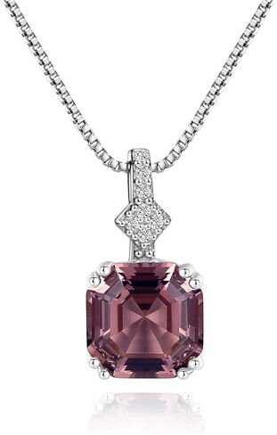 Michooyel S925 2ct Cubic Zirconia/Morganite Asscher Cut Pendant Necklace Sterling Silver Gemstone Necklace for Women in Saudi Arabia