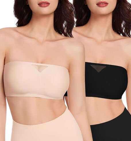 HBselect Strapless Bras for Women Seamless Non-Slip Silicone Padded Bandeau Bra Comfort Wireless Tube Top Bralette in Saudi Arabia