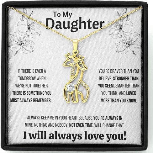To My Daughter "Not Even Time" Graceful Love Giraffe Necklace with Message Card and Gift Box. Gift for Daughter. Daughter Gift. Necklace for Daughter. Gift for Daughter in Kuwait