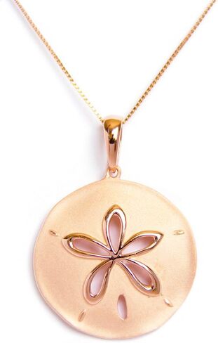 قلادة الدولار الرملي المصنوعة من الفضة الإسترليني المطلية بالذهب الوردي (L) مع سلسلة صندوقية مقاس 18 بوصة in Kuwait