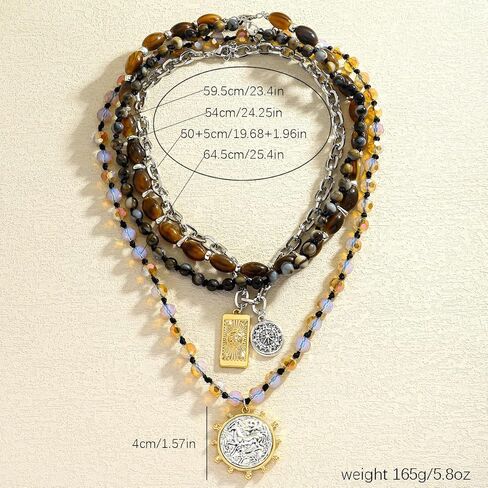 Beaded Coin Necklaces for Women, Vintage Multi-layer Coin Pendant Necklace, Ethnic Chain Collar Jewelry Gift in Kuwait