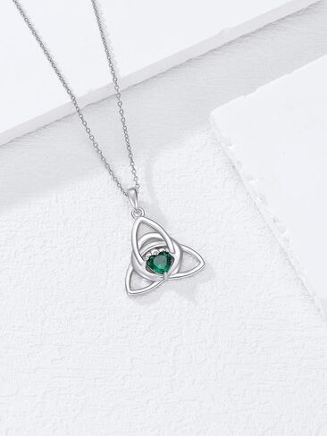 Sterling Silver Irish Necklace for Women, Four Leaf Clover/Celtic Knot/Claddagh/Motherhood Love Knot Pendant, Irish Charms Jewelry Gift for Women(with Gift Box) in Saudi Arabia