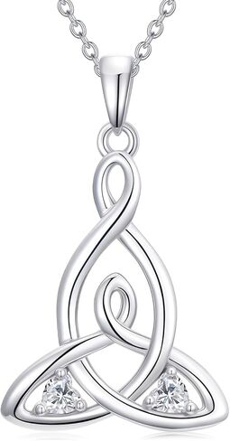 Sterling Silver Irish Necklace for Women, Four Leaf Clover/Celtic Knot/Claddagh/Motherhood Love Knot Pendant, Irish Charms Jewelry Gift for Women(with Gift Box) in Saudi Arabia