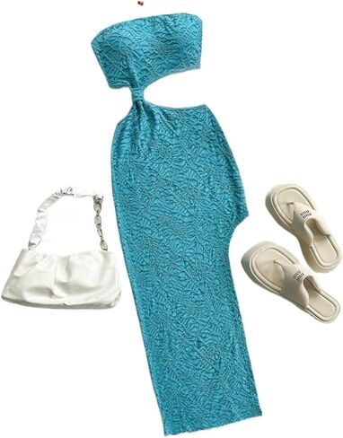 Women's 2025 Sexy Bodycon Dress Women's Strapless Waist-Revealing Slit Dress in Saudi Arabia