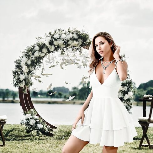 Women's Sexy Backless Halter Dress, Featuring Adjustable Bows V-Neck Mini Dres for Party,Homecoming Dresses in Kuwait