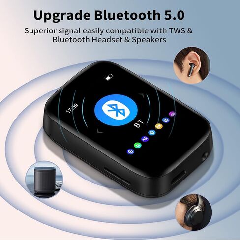مشغل MP3 بلوتوث، مشغل موسيقى محمول مع راديو FM، مسجل صوت، مشغل صوت رقمي للكتب الإلكترونية مع ذاكرة داخلية 16 جيجابايت تدعم بطاقة TF حتى 128 جيجابايت in Saudi Arabia