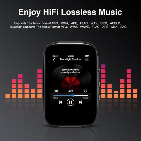 مشغل MP3 بلوتوث، مشغل موسيقى محمول مع راديو FM، مسجل صوت، مشغل صوت رقمي للكتب الإلكترونية مع ذاكرة داخلية 16 جيجابايت تدعم بطاقة TF حتى 128 جيجابايت in Saudi Arabia